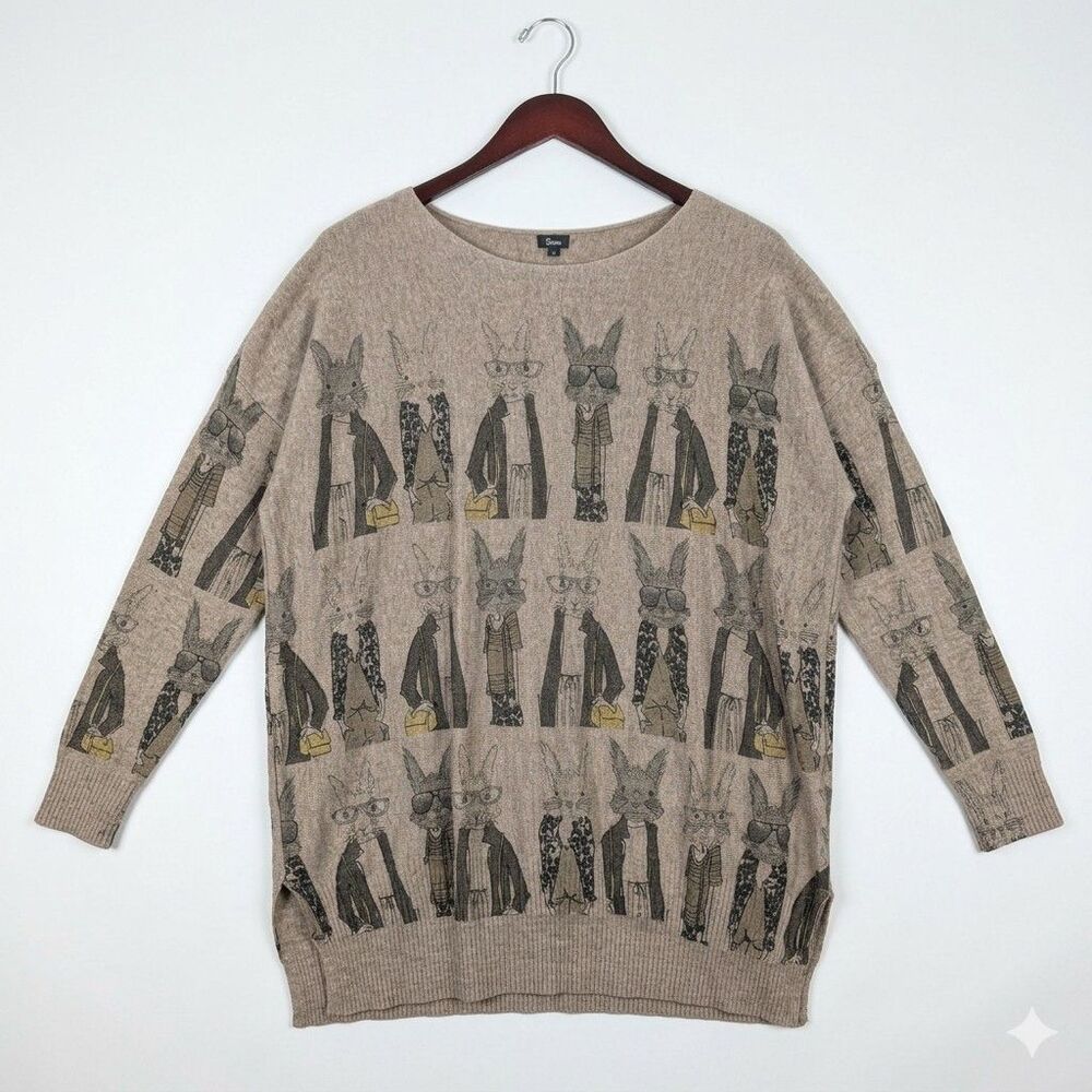 Shana Bunny Rabbit Wool Blend Sweater Size L